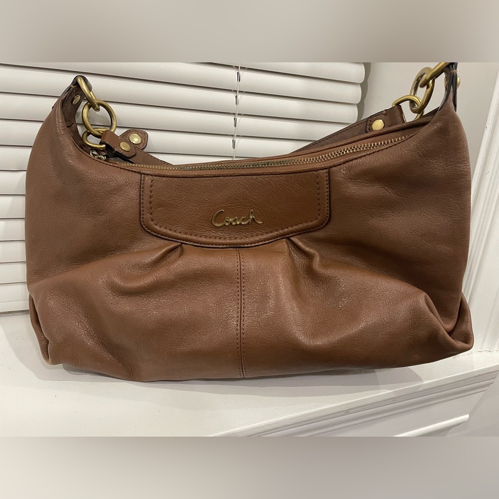 Coach Ashley leather convertible hobo bag in a brown